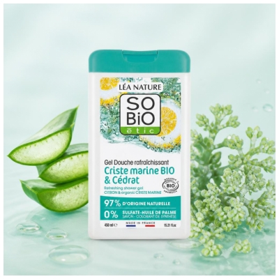 Léa Nature SO BIO étic Gel Douche Rafraîchissant Criste Marine & Cédrat Bio 450 ml