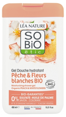 Léa Nature SO BIO étic Gel Douche Hydratant Pêche & Fleurs Blanches Bio 450 ml