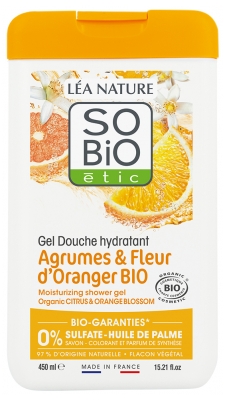 Gel de Duș Hidratant Citrice & Floare de Portocal Calcic Bio 450 ml Léa Nature SO BIO étic