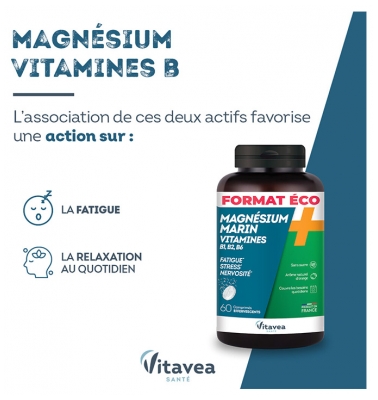 Vitavea Magnésium + Vitamines B1 B2 B6 B9 B12 60 Comprimés Effervescents