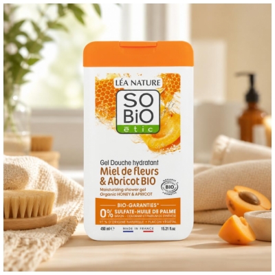 Léa Nature SO BIO étic Gel de Banho Hidratante Mel de Flores e Damasco Bio 450 ml