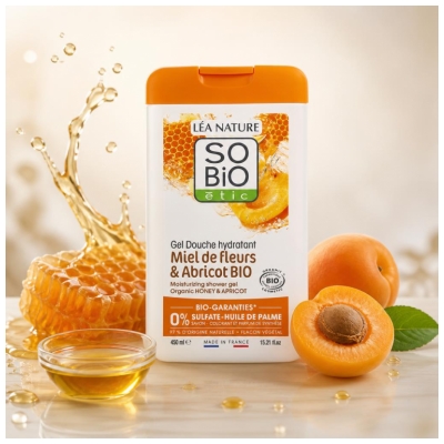 Léa Nature SO BIO étic Gel de Banho Hidratante Mel de Flores e Damasco Bio 450 ml