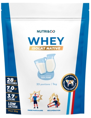 Nutri&Co Whey Isolat Native 1 kg - Goût : Sans arôme