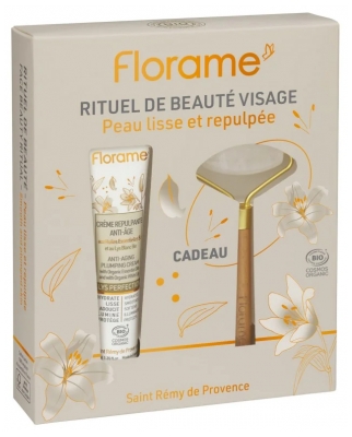 Florame Set di Crema Rimpolpante Anti-età 40 ml + Rullo di Quarzo Bianco Biologico in Omaggio