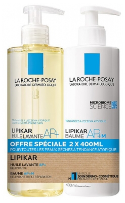 La Roche-Posay Lipikar Huile Lavante AP+ 400 ml + Baume Relipidant 400 ml Offre Spéciale