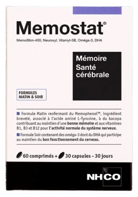 NHCO Memostat Mémoire Santé Cérébrale 60 Comprimés + 30 Capsules