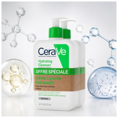 CeraVe Cremă de Curățare Hidratantă Set de 2 x 473 ml