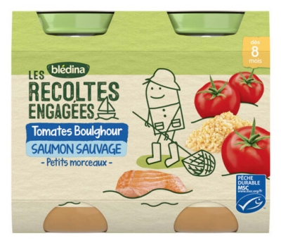 Blédina Les Récoltes Bio Petits Tomates Boulghour Saumon Sauvage Dès 8 Mois 2 Pots