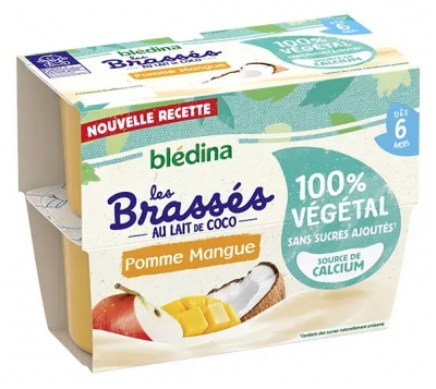 Blédina Les Brassés au Lait de Coco Pomme Mangue dès 6 Mois 4 Pots