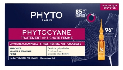 Phyto Phytocyane Reaktīvās matu izkrišanas ārstēšana sievietēm 12 x 5 ml