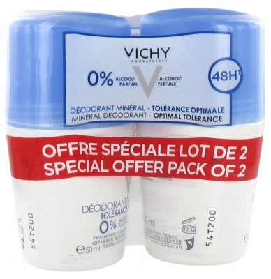 Vichy Déodorant Minéral 48H Tolérance Optimale Roll-On Lot de 2 x 50 ml