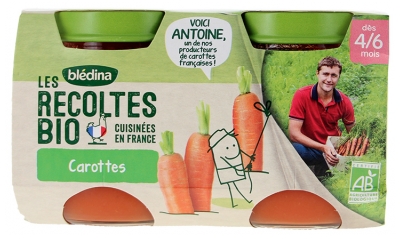 Blédina Les Récoltes Bio Carrots From 4/6 Months Organic 2 Jars