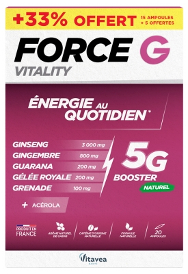 Vitavea Force G Vitality Énergie au Quotidien 15 Ampoules + 5 Free