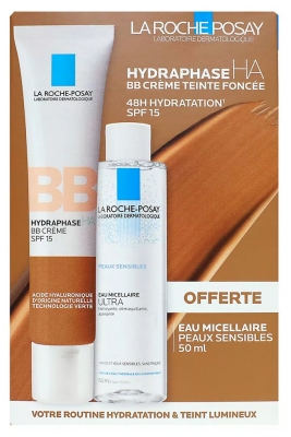 La Roche-Posay Hydraphase HA BB Crème SPF15 40 ml + Eau Micellaire 50 ml Offerte - Teinte : Foncée