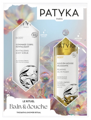 PATYKA Body Revitalizirajoči telesni piling Bio 150 ml + Spokojno olje v peno Bio 200 ml Podarjeno