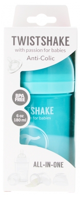 Twistshake Biberon Anti-Colique S 180 ml 0 Mois et + - Couleur : Bleu Pastel