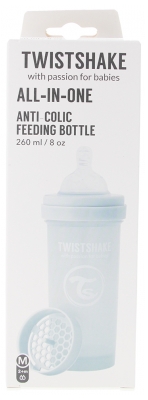 Twistshake Biberon Anti-Colique Édition Limitée M 260 ml 2 Mois et + - Couleur : Gris Clair