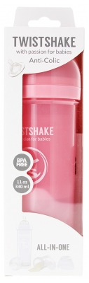 Twistshake Biberon Anti-Colique L 330 ml 4 Mois et + - Couleur : Rose Pastel