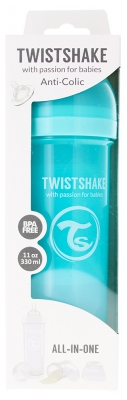 Twistshake Biberon Anti-Colique L 330 ml 4 Mois et + - Couleur : Bleu Pastel