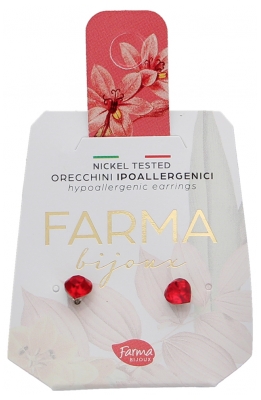 Pharma Bijoux Boucles d'Oreilles Hypoallergéniques Coeurs Rouges 4,5mm