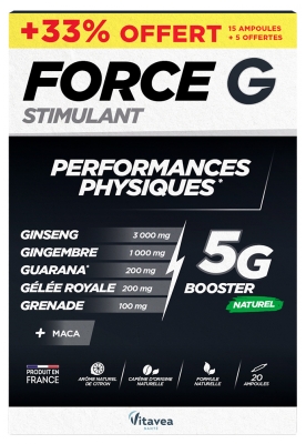 Vitavea Force G Stimulant Performances Physiques 15 Ampoules + 5 Offertes