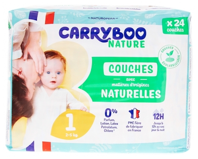 Carryboo Nature Natural Nappies 24 Pannolini Taglia 1 (2-5 kg)