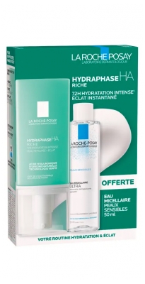 La Roche-Posay Hydraphase HA Riche 50 ml + Eau Micellaire Peaux Sensibles 50 ml Offerte