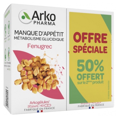 Arkopharma Arkogélules Fenugrec Lot de 2 x 40 Gélules Offre Spéciale