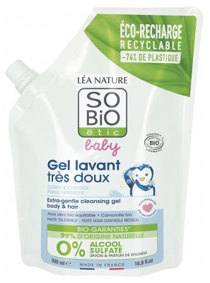 Léa Nature SO BIO étic Baby Gel Lavant Très Doux Éco-Recharge Bio 500 ml