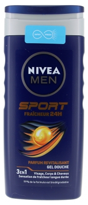 Nivea Men Sport Gel Douche Fraicheur 24H Revitalisant 3en1 Visage Corps et Cheveux 250 ml