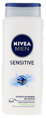 Nivea Men Sensitive Gel Douche 3en1 Corps Visage et Cheveux 500 ml