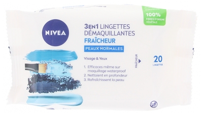 Nivea 3w1 Fresh Chusteczki Oczyszczające do Skóry Normalnej 20 Chusteczek