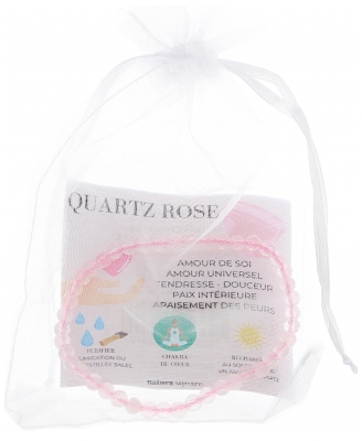 Natura Square Bracciale di Quarzo Rosa Sfaccettato