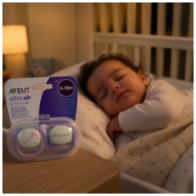 Avent Ultra Air Nighttime 2 Sucettes Orthodontiques 6-18 Mois