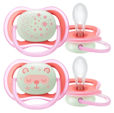 Avent 2 Schnuller Ultra Air Night 6-18 Monate - Farbe: Rosa