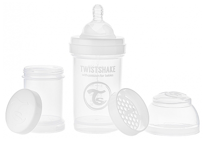 Twistshake Biberón Anticólico S 180 ml 0 Meses y Más - Color: Blanco