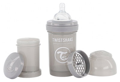 Twistshake Anti-koliek Zuigfles S 180 ml 0 Maanden en Ouder - Kleur: Pastelgrijs