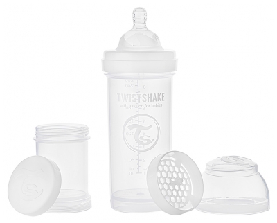 Twistshake Biberon Anticolica M 260 ml da 2 Mesi in su - Colore: Bianco