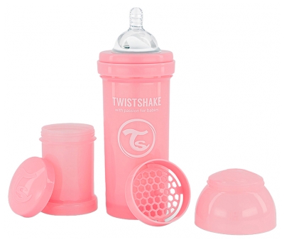 Twistshake Anti-Colic Baby Bottle M 260 ml 2 Months and up - Colour: Pastel Pink