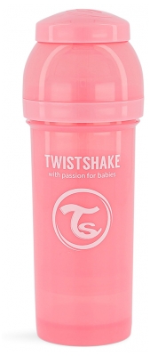 Twistshake Biberón Anticólico M 260 ml a Partir de 2 Meses - Color: Rosa Pastel