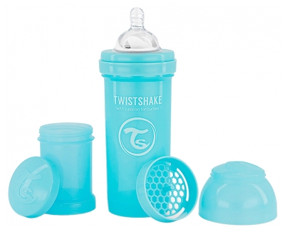 Twistshake Biberón Anticólico M 260 ml a Partir de 2 Meses - Color: Azul pastel