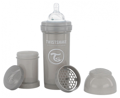 Twistshake Biberon Anticolica M 260 ml da 2 Mesi in su - Colore: Grigio pastello