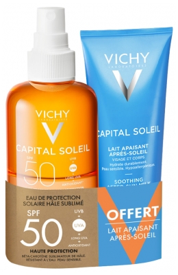 Vichy Capital Soleil Solar Protective Water SPF50 200 ml + Soothing After-Sun Milk 100 ml Free