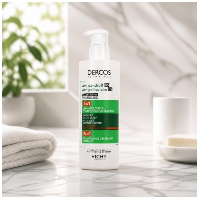 Vichy Dercos Šampon pro snadné rozčesávání a ošetření proti lupům pro citlivou pokožku hlavy 390 ml