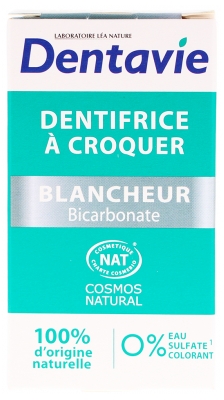 Dentavie Dentifrice à Croquer Blancheur Bicarbonate Bio 60 Comprimés