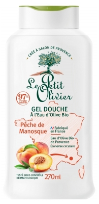 Le Petit Olivier Gel Douche à l'Eau d'Olive Bio et Pêche de Manosque 270 ml