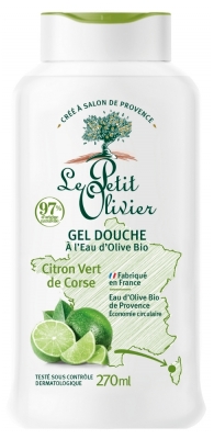 Le Petit Olivier Gel Douche à l'Eau d'Olive Bio et Citron Vert de Corse 270 ml