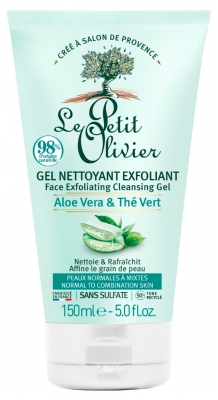 Le Petit Olivier Gel Nettoyant Exfoliant Aloe Vera & Thé Vert 150 ml