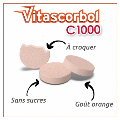 Vitascorbol C1000 Lot de 2 x 20 Comprimés à Croquer Offre Spéciale