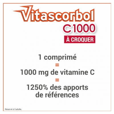 Vitascorbol C1000 Lot de 2 x 20 Comprimés à Croquer Offre Spéciale